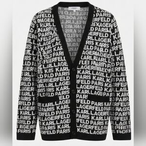 Karl Lagerfeld Black and White Logo Cardigan